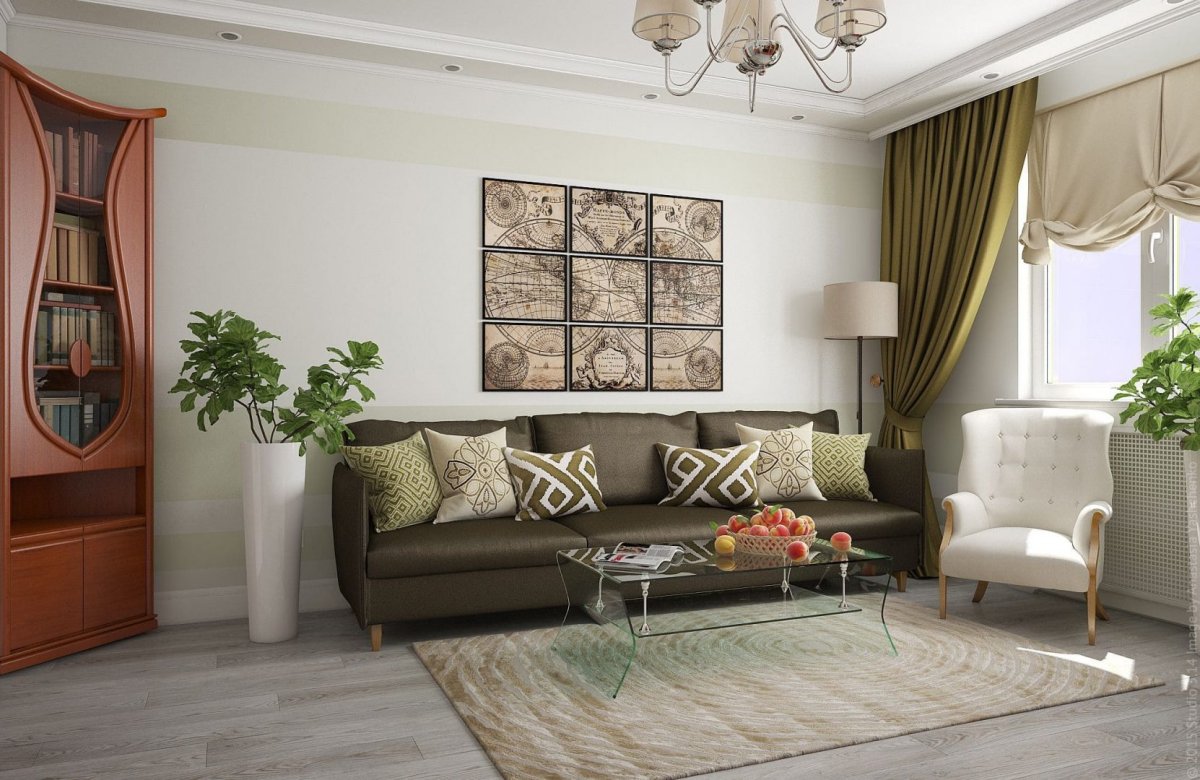 Гостиная в оливковом цвете