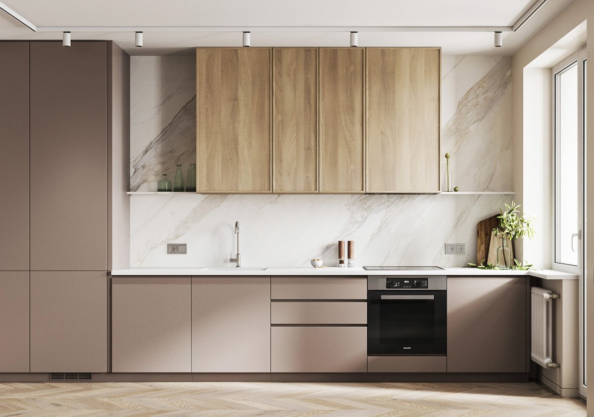 Кухня пудрового цвета