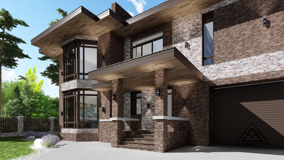 Декор фасада камнем