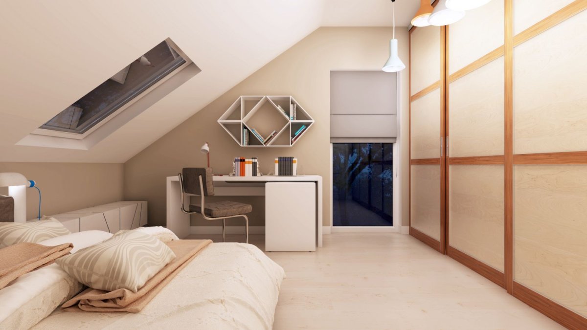 Планировка мансарды с двускатной крышей