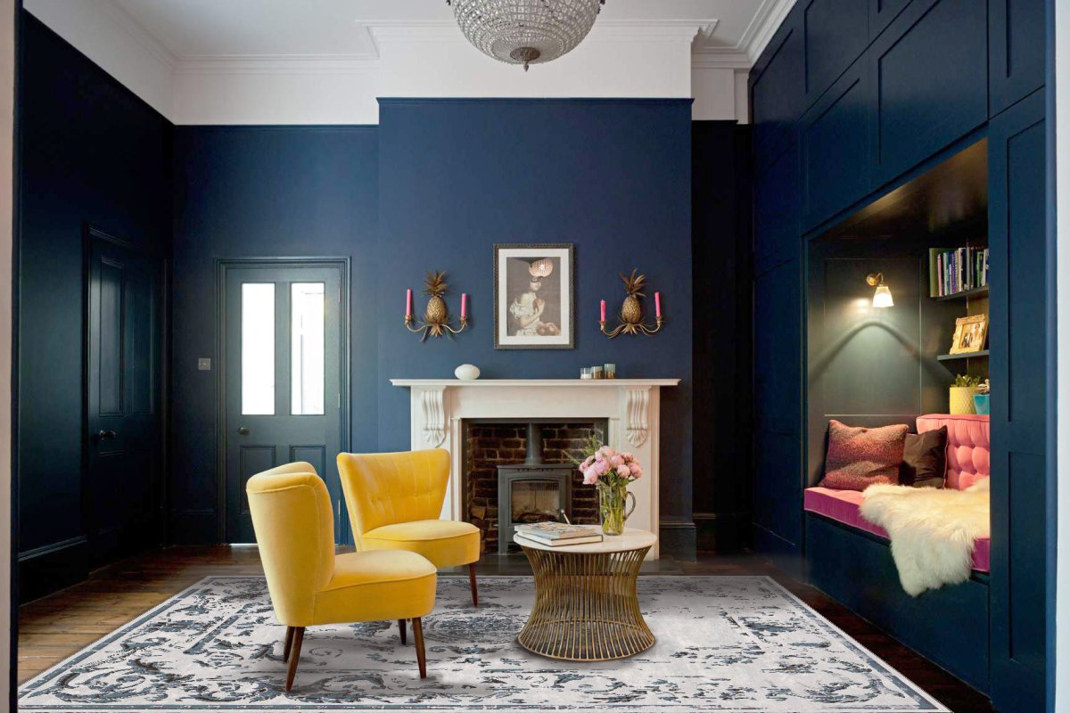 Темно синие стены в интерьере