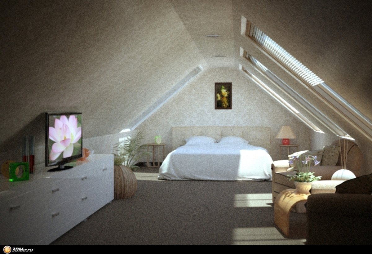 Отделка мансардной комнаты