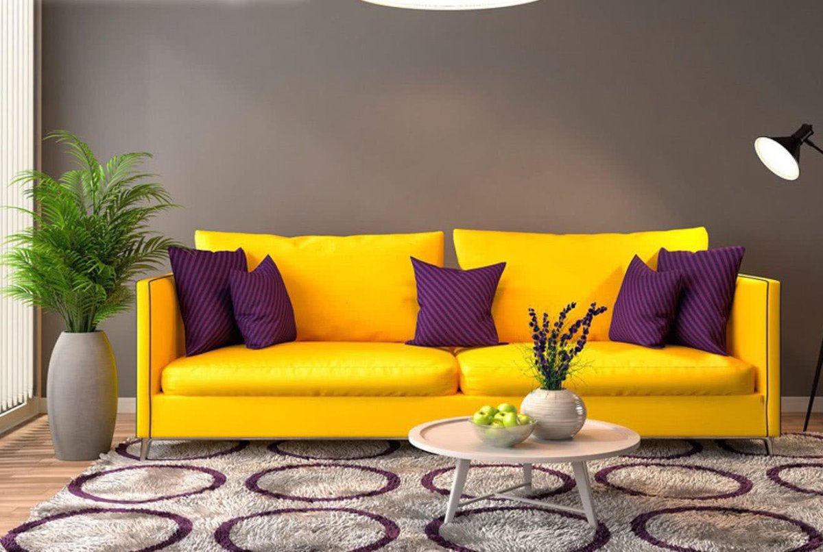 Фиолетовый и желтый в интерьере