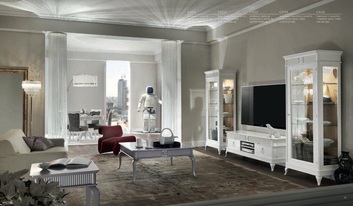 Линкруста в интерьере гостиной в стиле Неоклассика