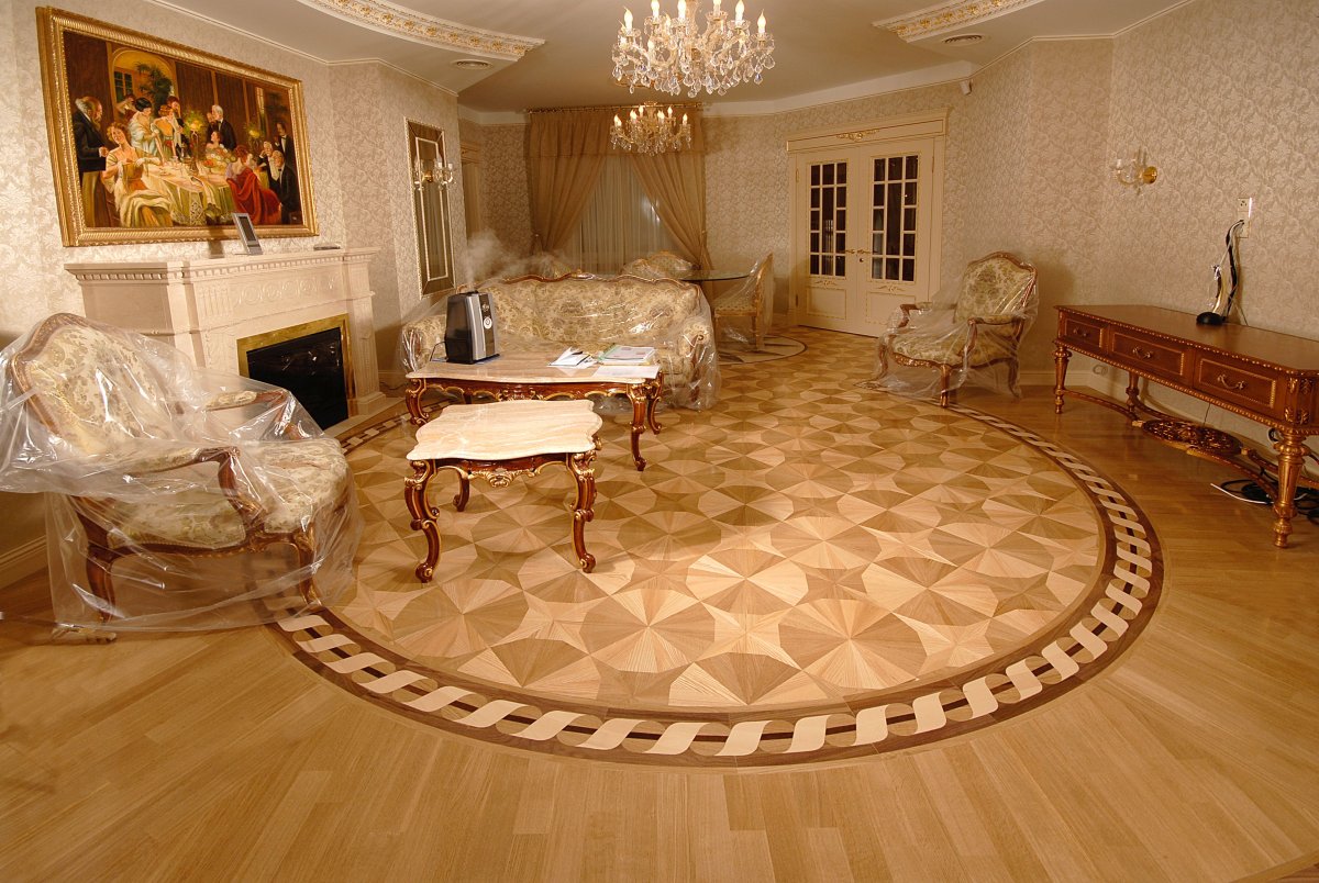 Паркетный пол круглый зал вид сверху