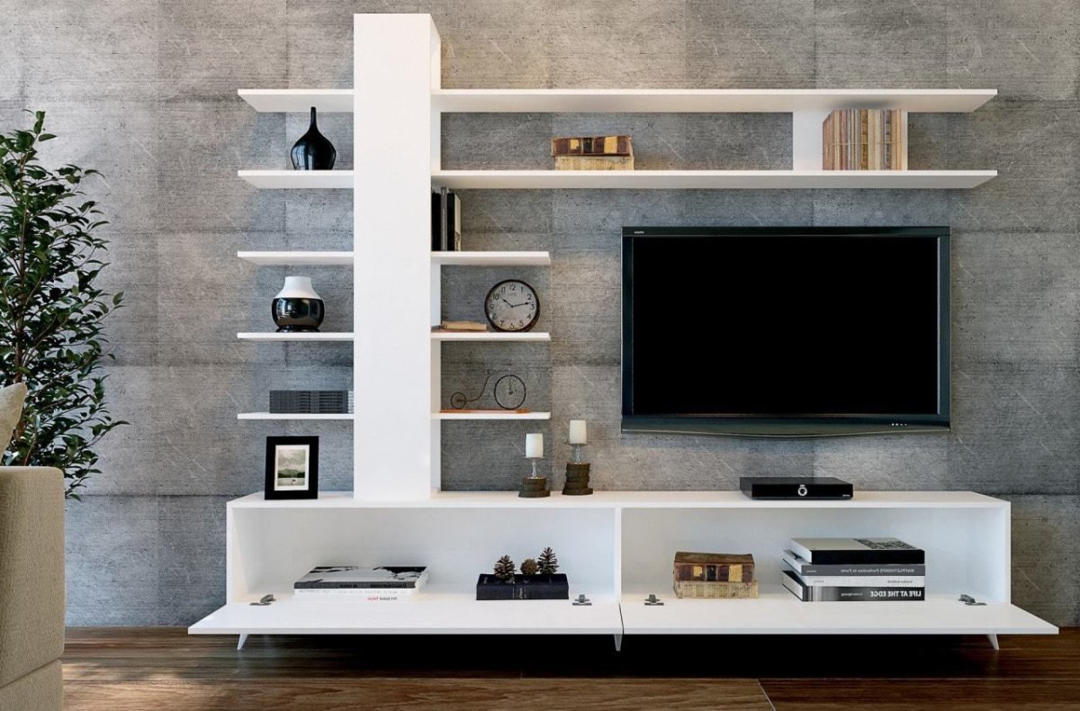 Стеллаж на стену над телевизором