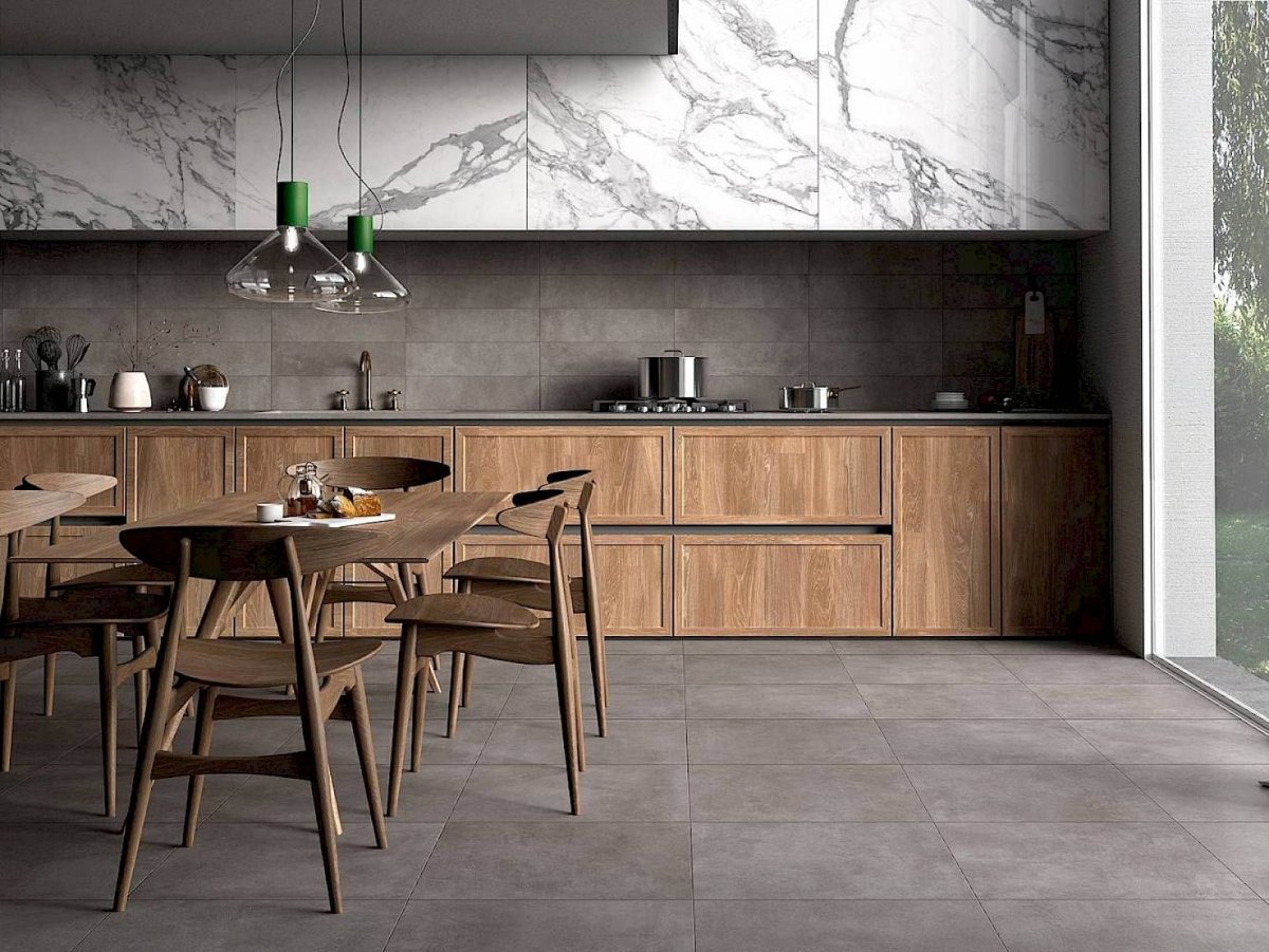 Фартук из керамогранита на кухне