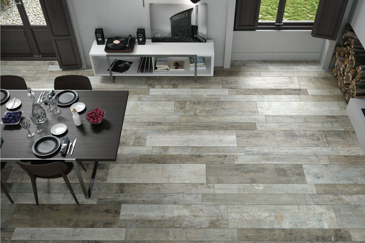 Кафель под дерево на кухне