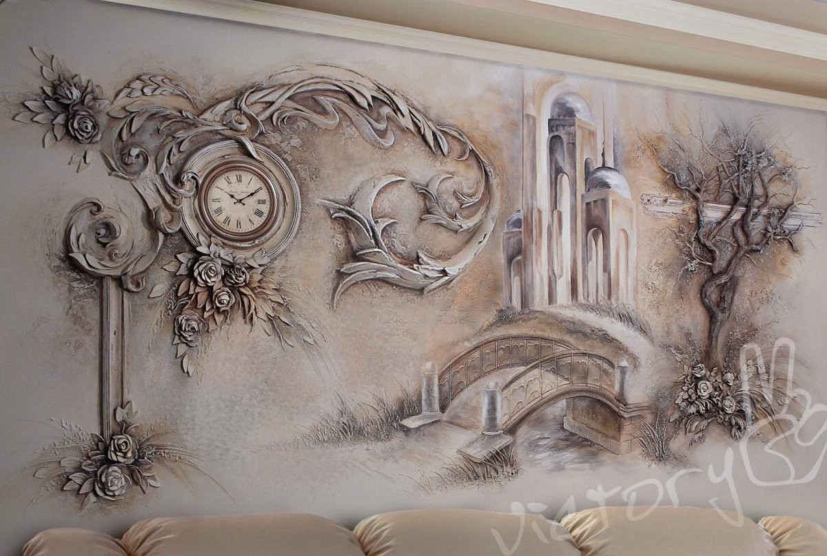 Объемная штукатурка на стене