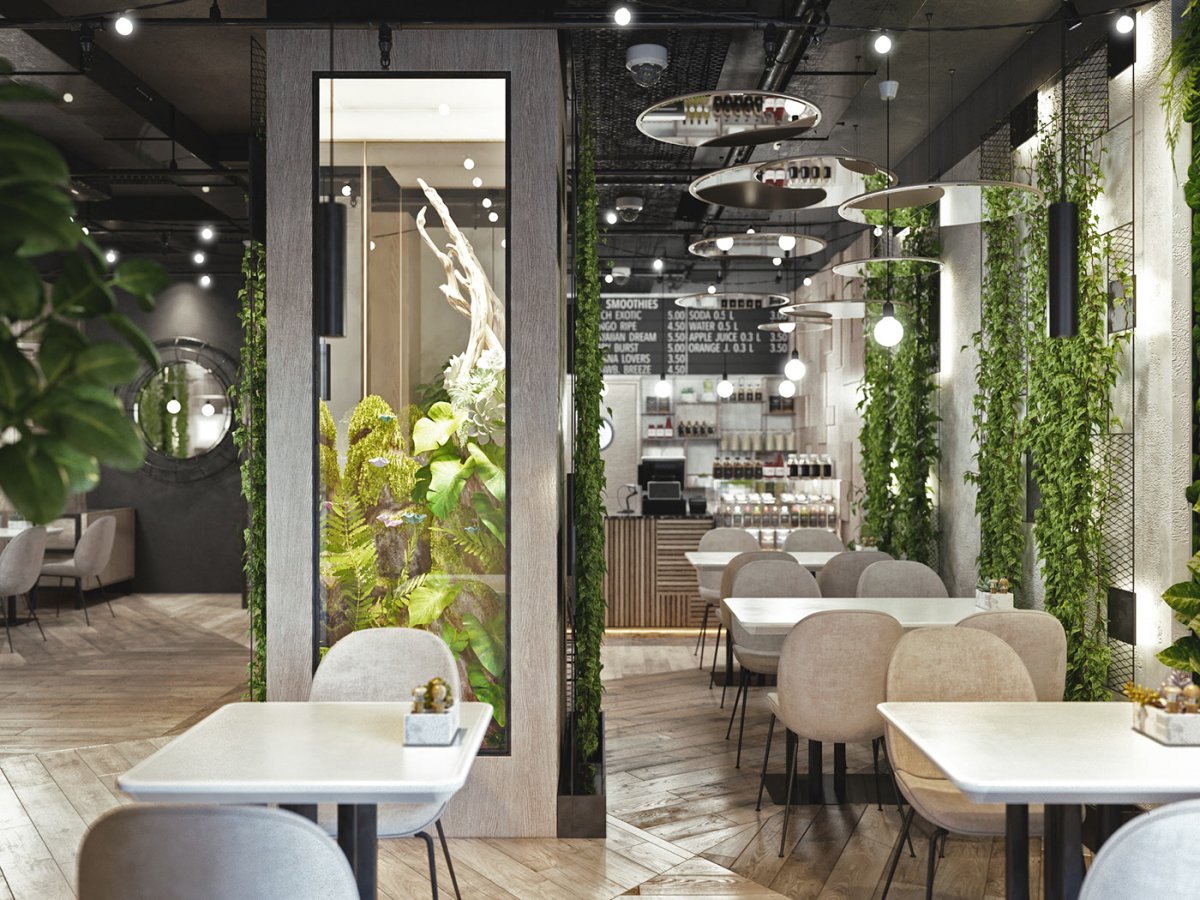 Экостиль в интерьере кафе