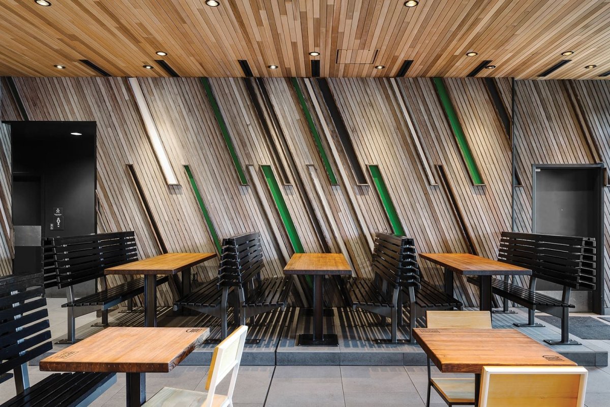 Интерьер кафе в эко стиле