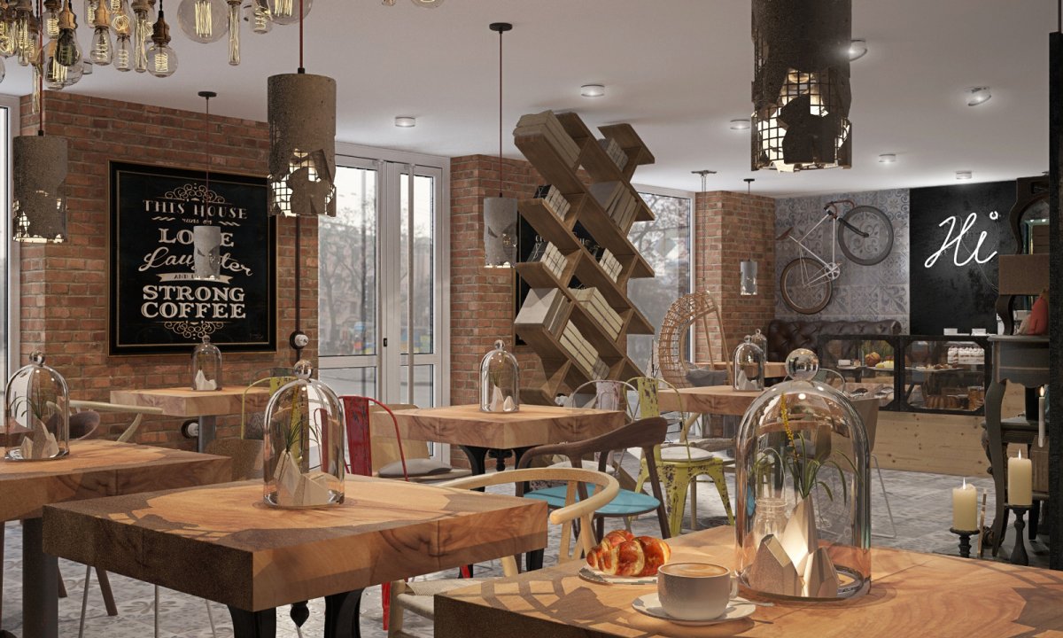 Декор кофейни в стиле лофт