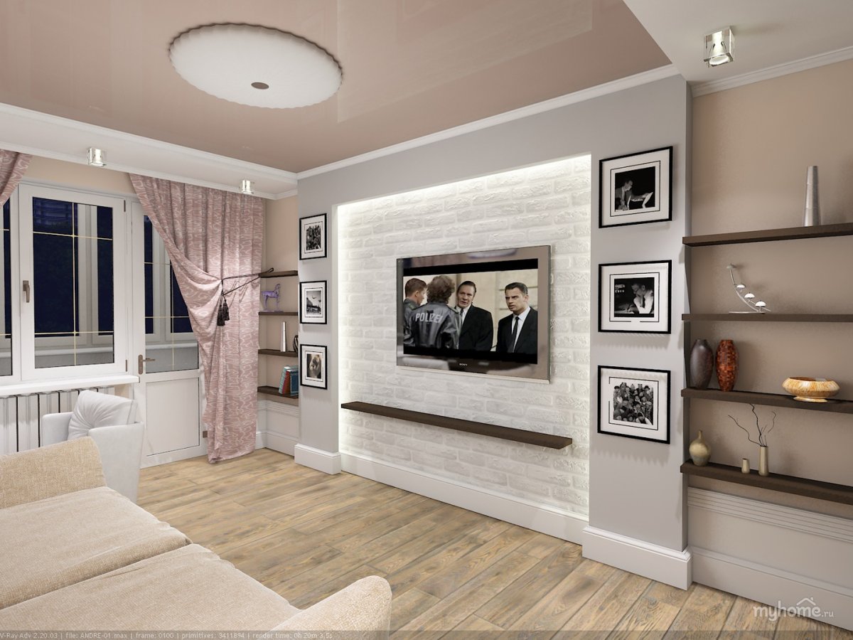 Интерьер однокомнатной хрущевки с двумя окнами