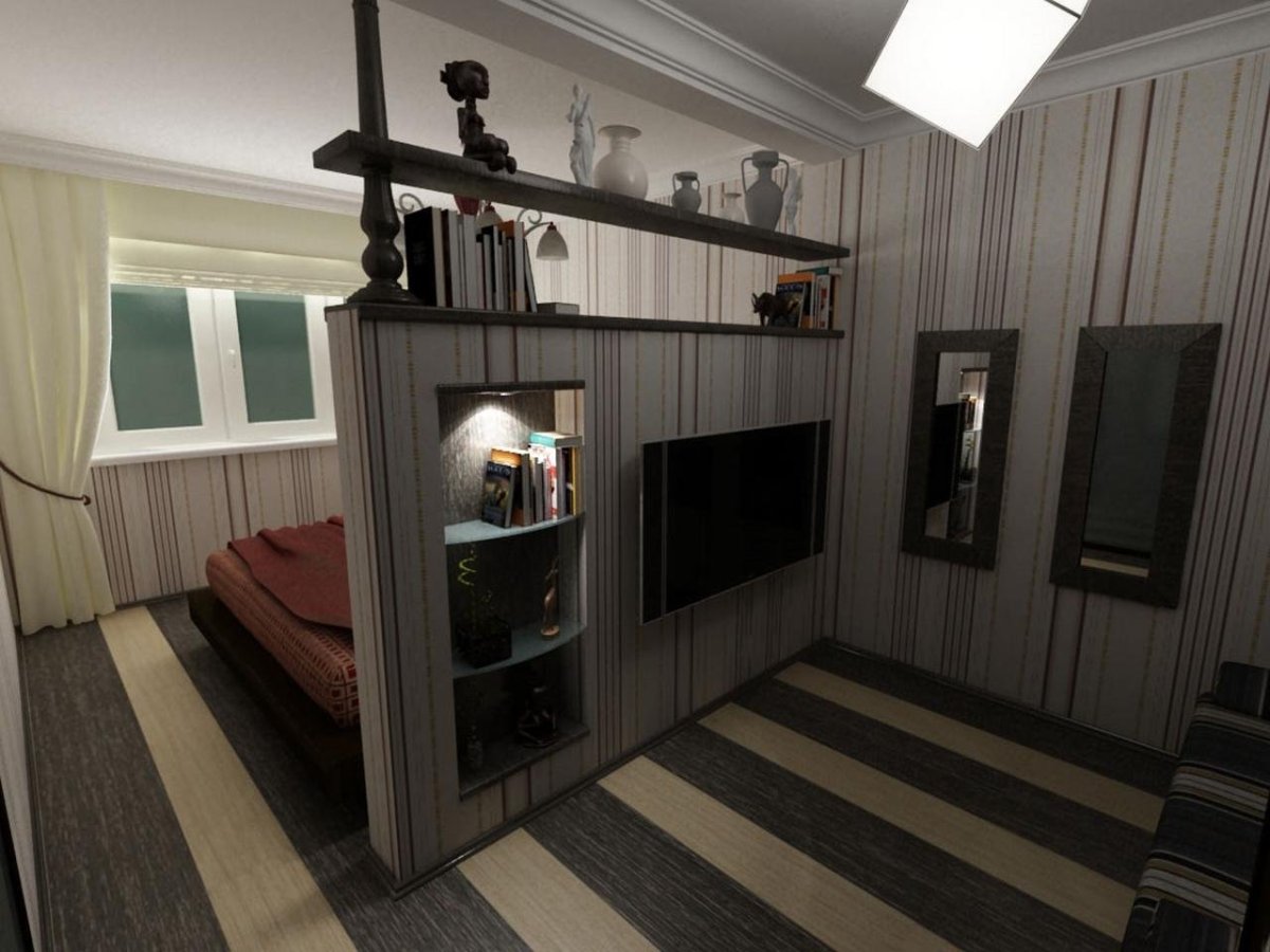 Интерьер однокомнатной студии 45 кв.м