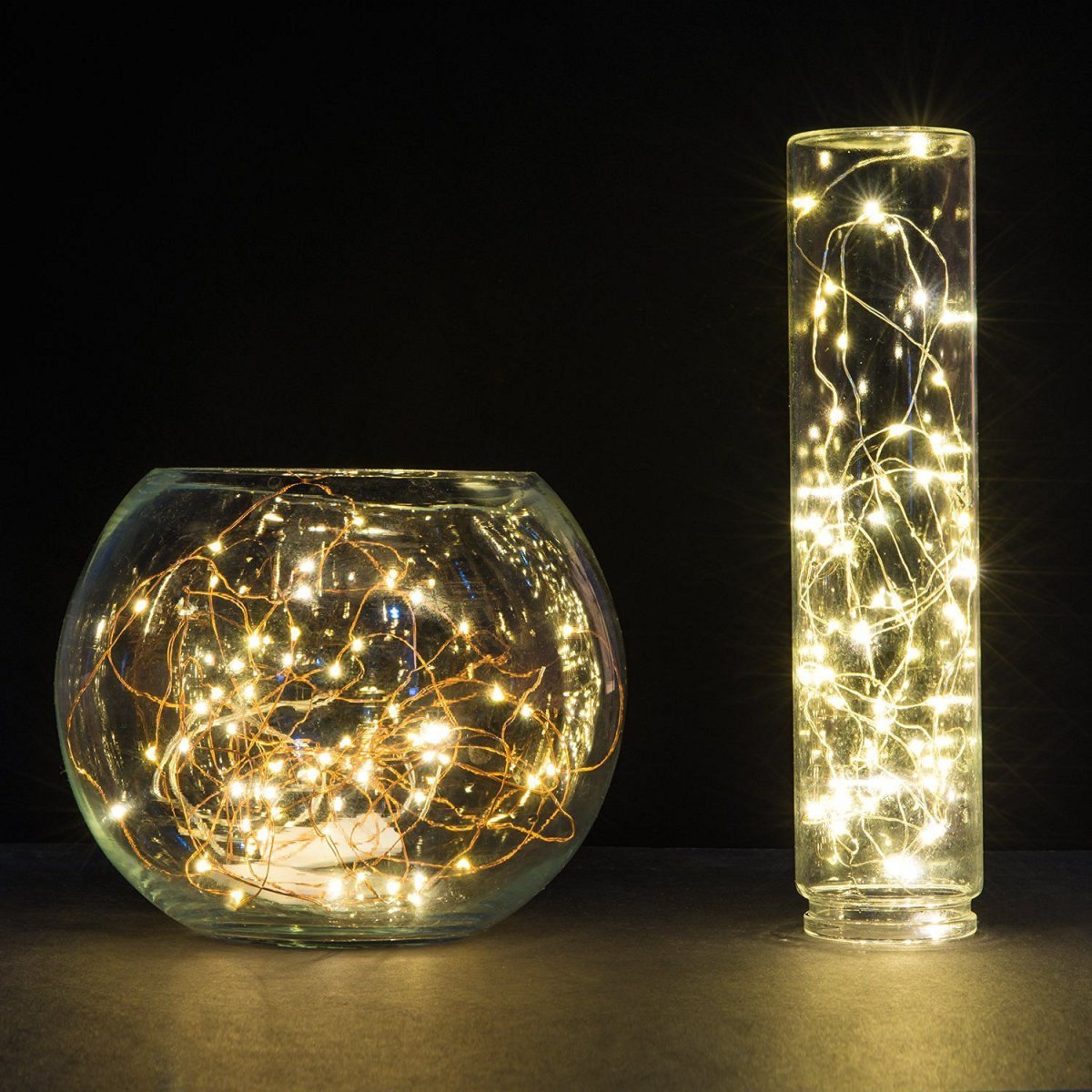 Гирлянда в стеклянной вазе