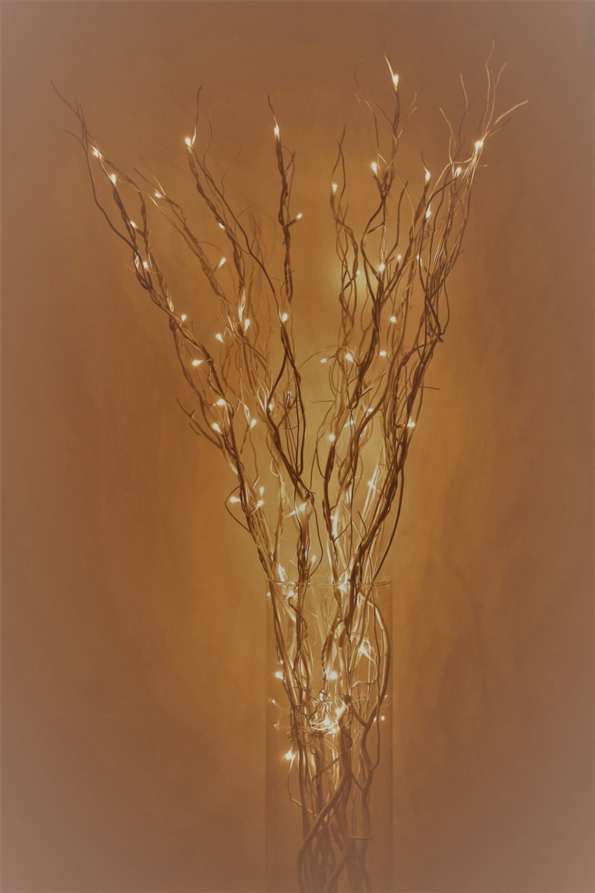 Светильник из веток и гирлянды