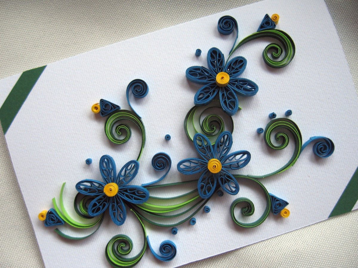 Квиллинг на синем фоне