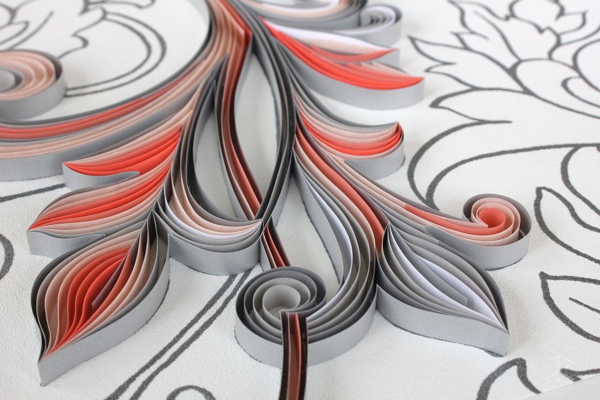 Квиллинг с хризантемами фоновая