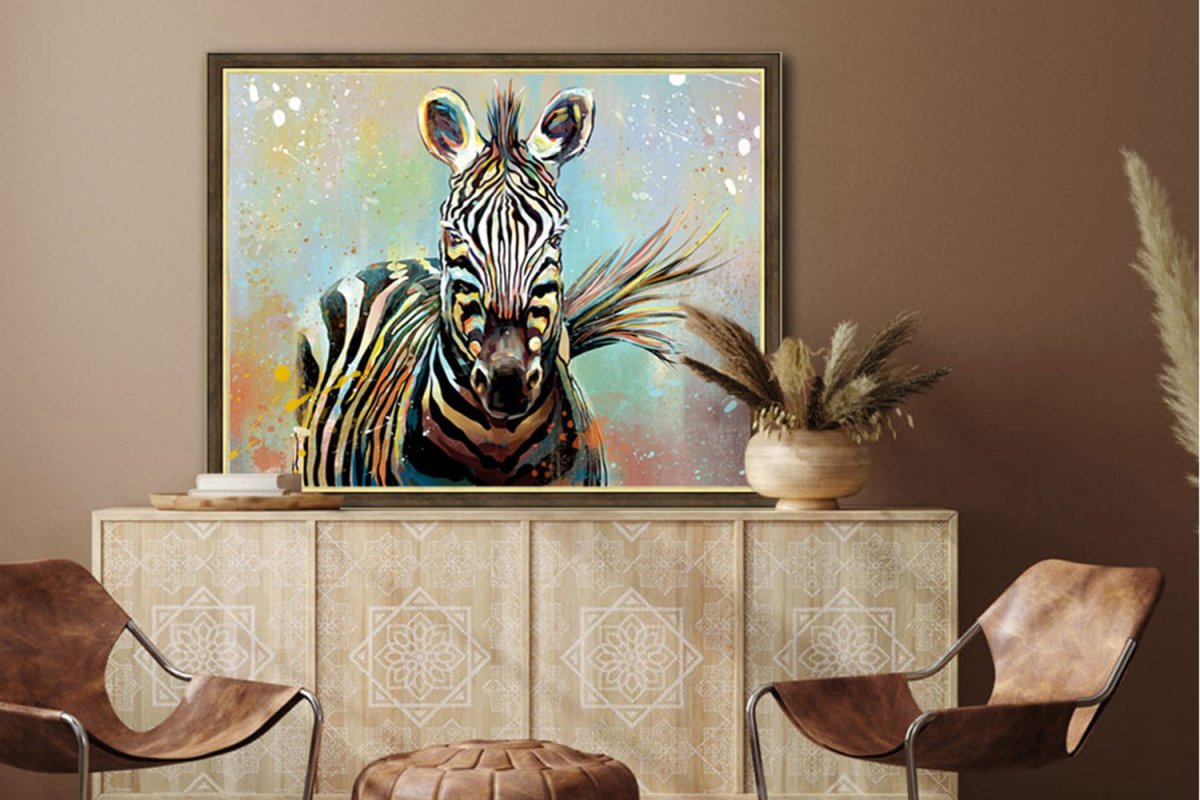 Картина Зебра в интерьере по фен шуй