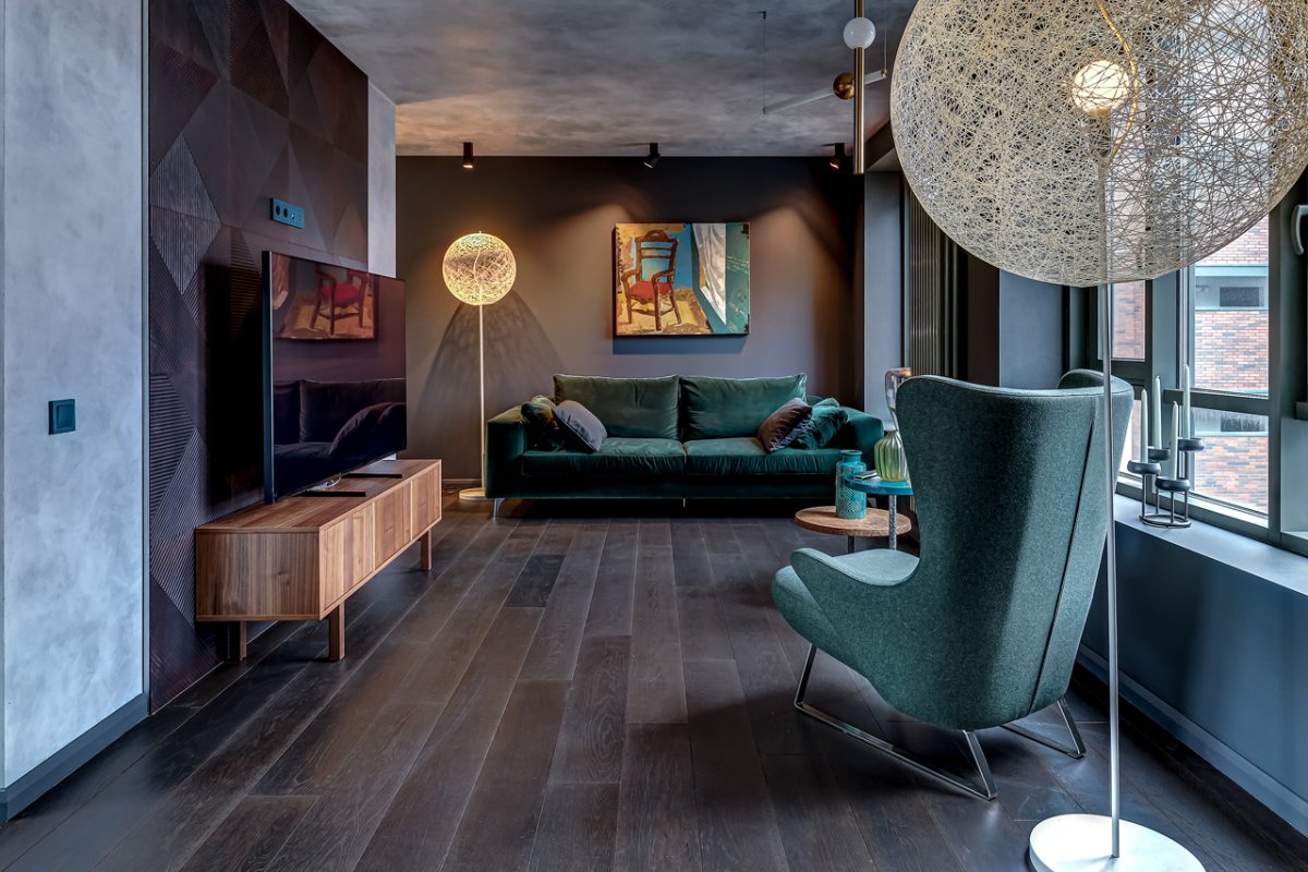 Изумрудное кресло в интерьере