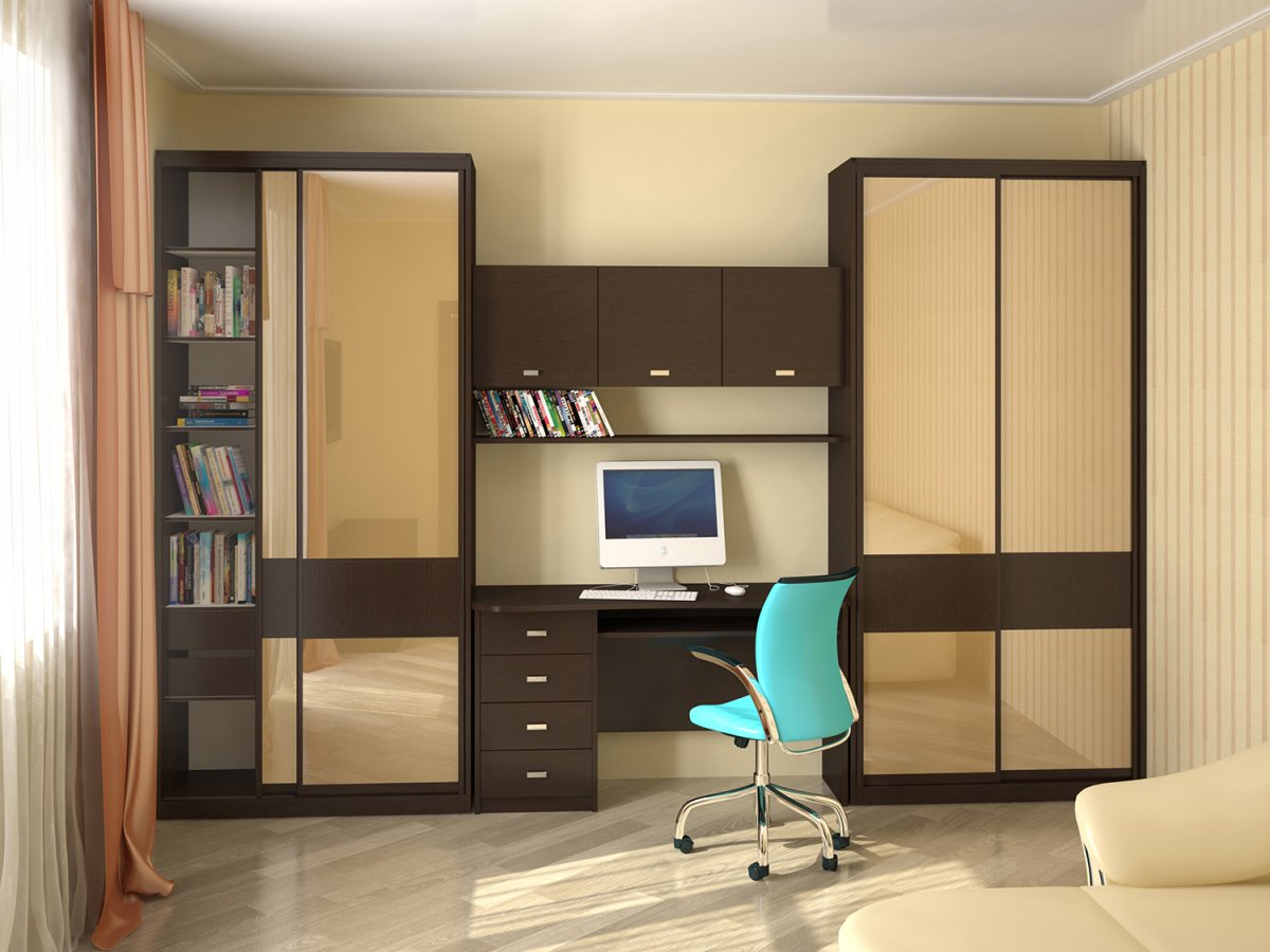 Стенка со шкафом купе в гостиную