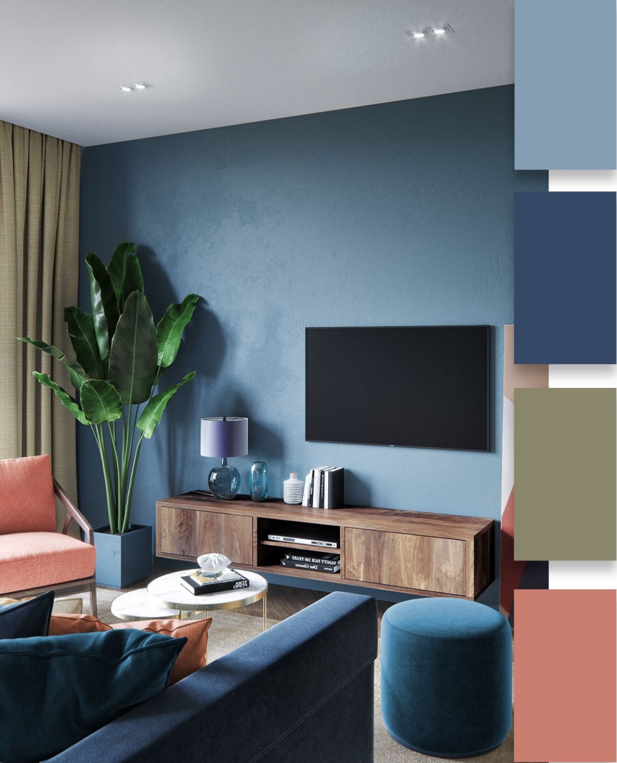 Сине фиолетовый интерьер