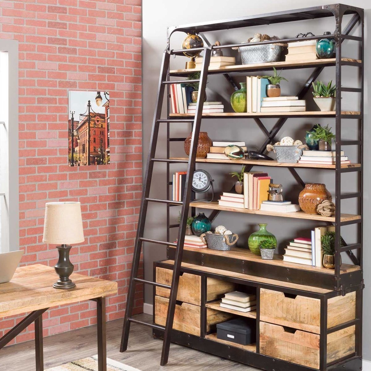 Открытый стеллаж для хранения банок дизайн лофт