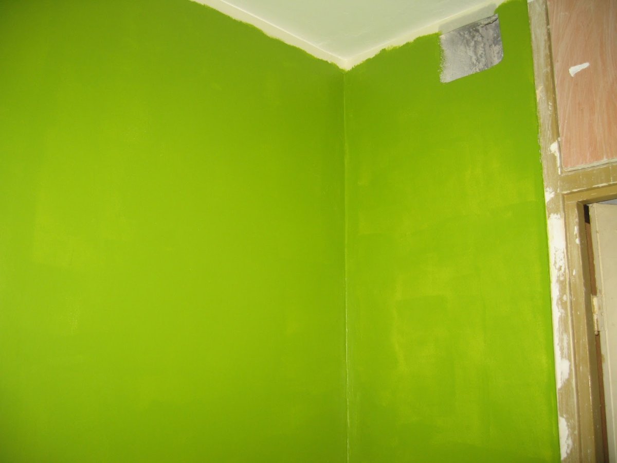 Стены водоэмульсионной краской на кухне