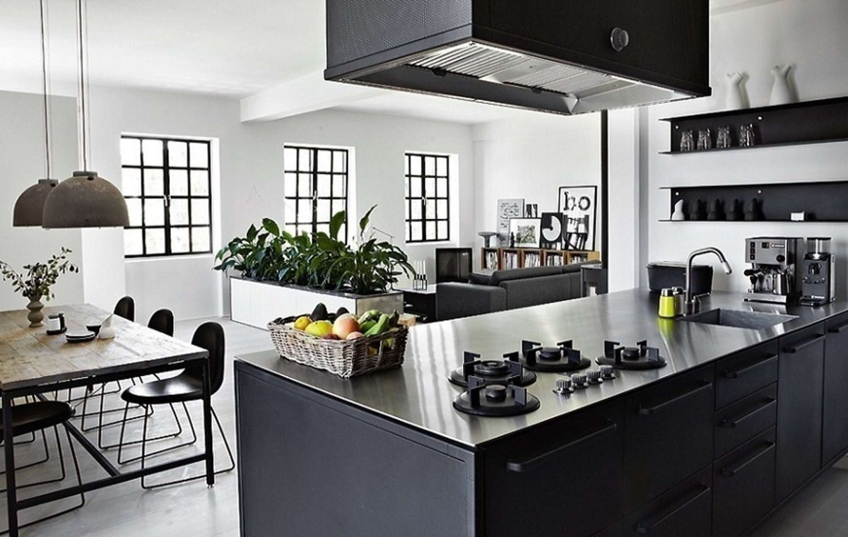 Синяя кухня в интерьере