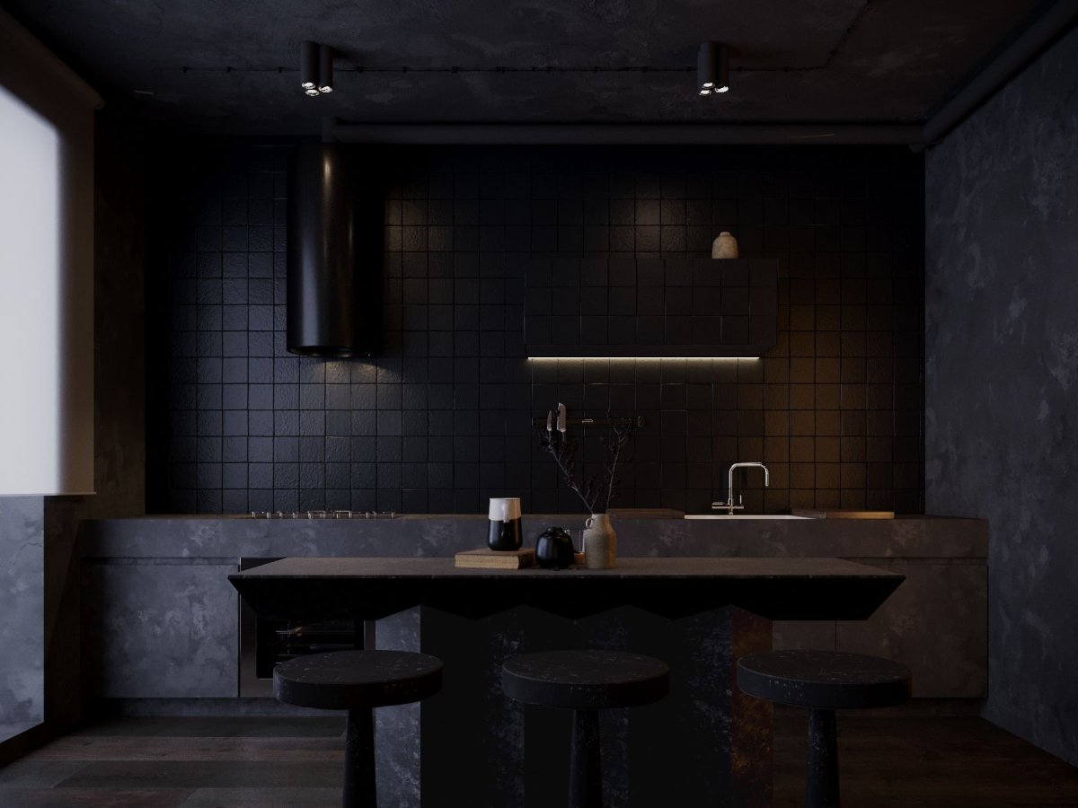 Коричневый цвет стен на кухне