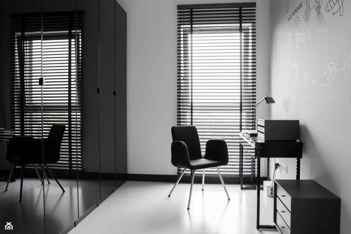 Жалюзи черные горизонтальные открытые