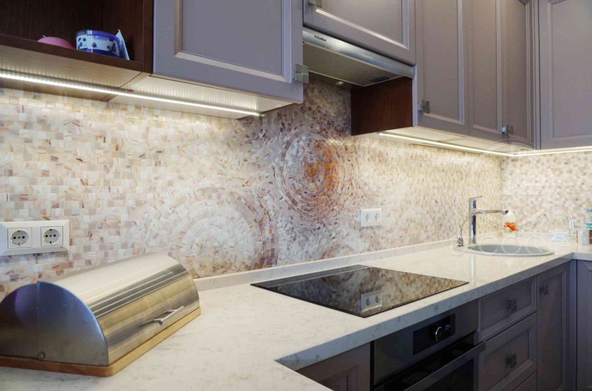 Фартук мозаика из оникса для кухни