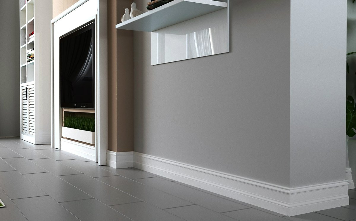 Серые стены белый плинтус