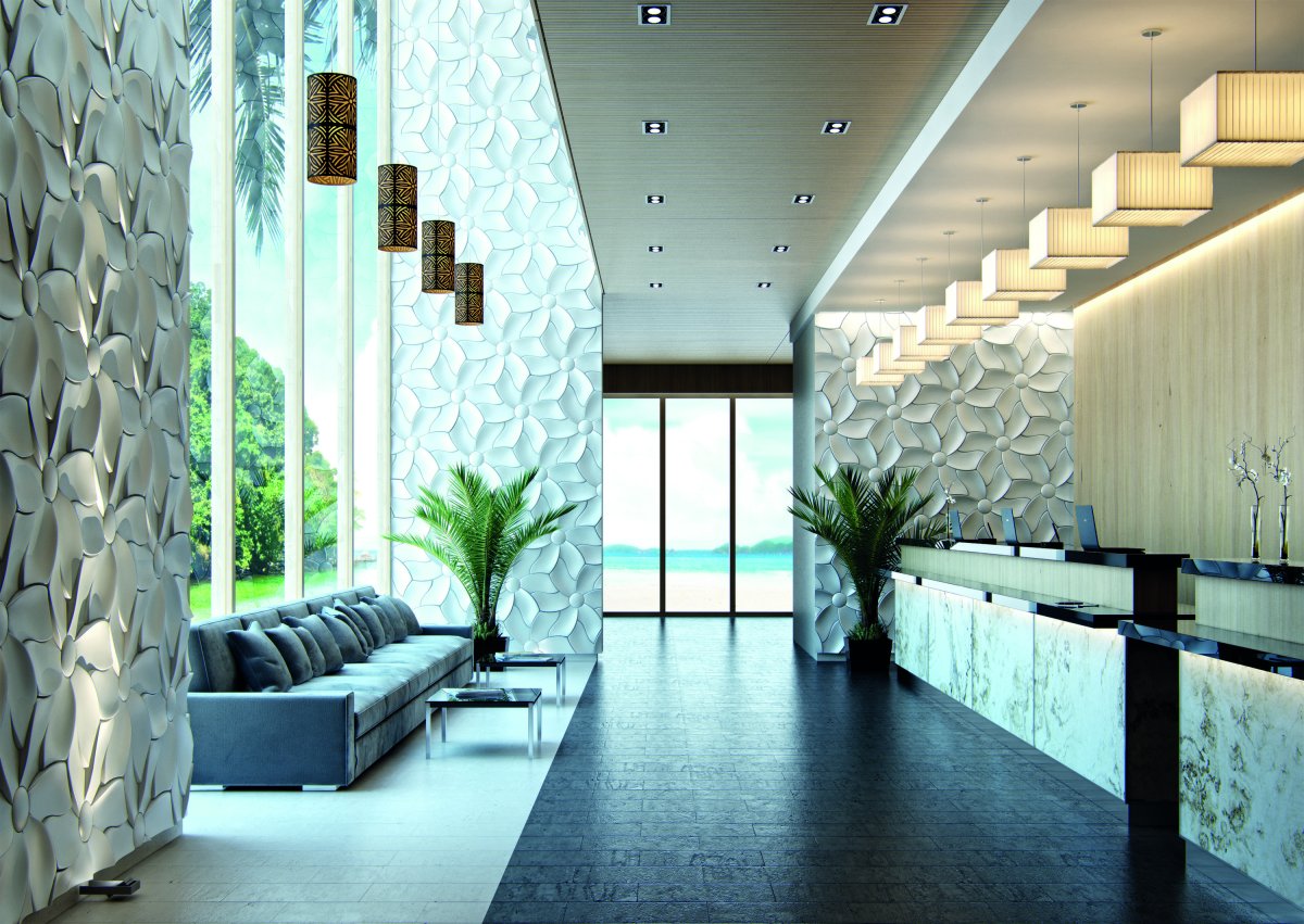 Бетонная плитка в интерьере