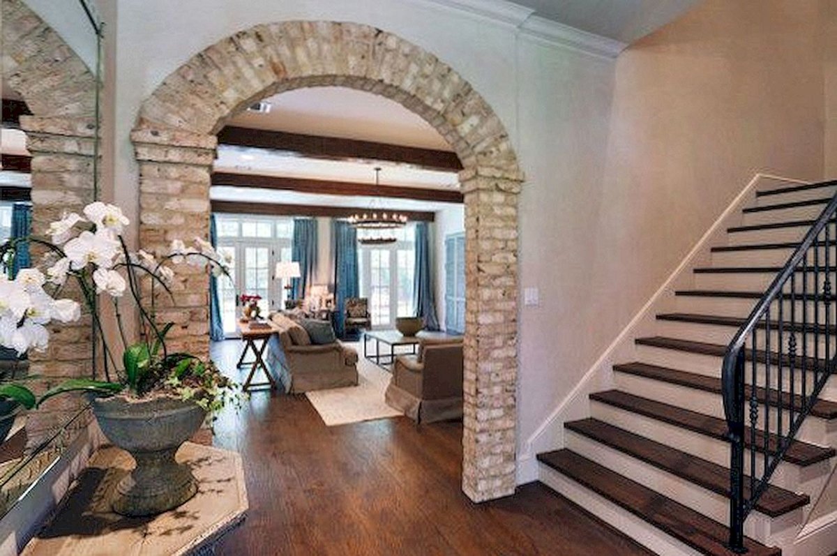 Декоративный кирпич для внутренней отделки арки в кухне фото дизайн