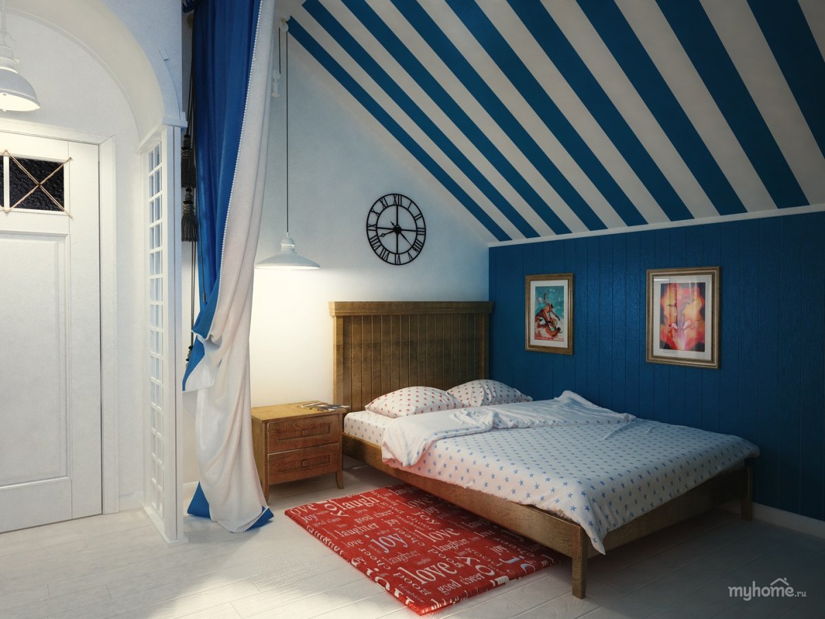 Гостиная на даче в морском стиле