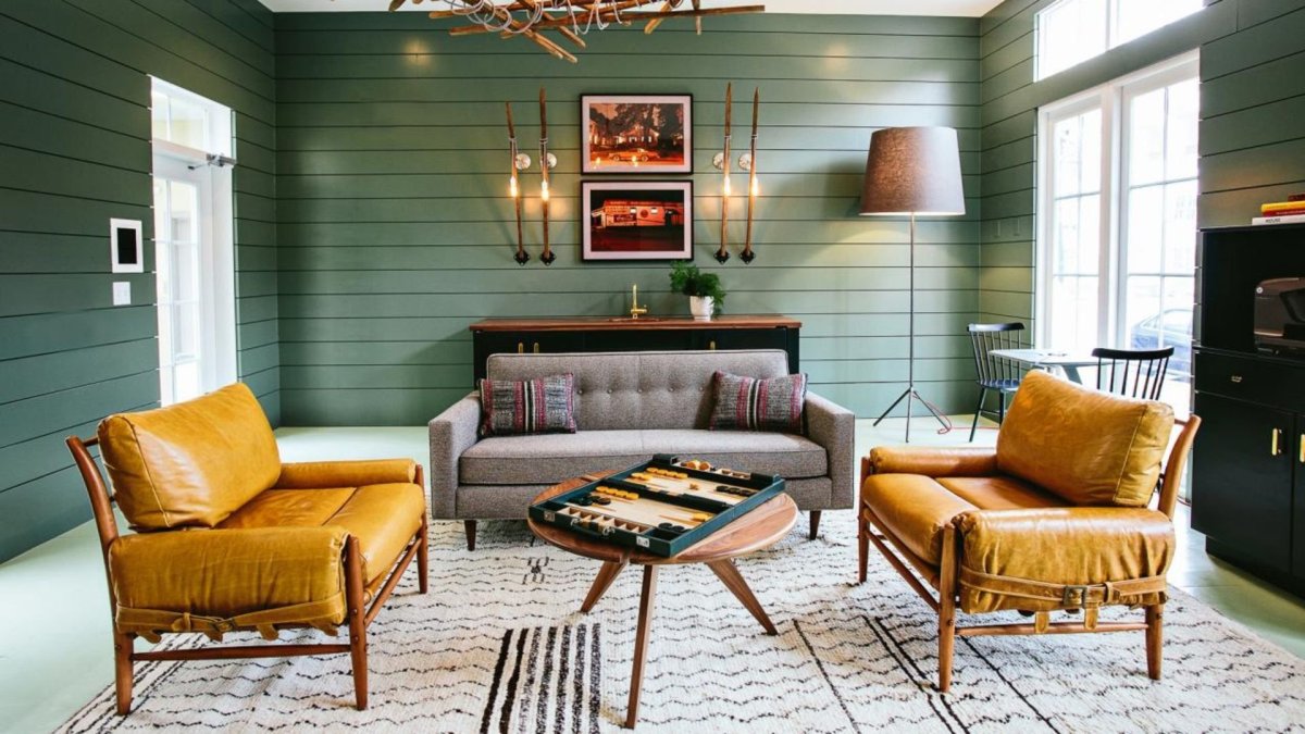 Темно синяя гостиная