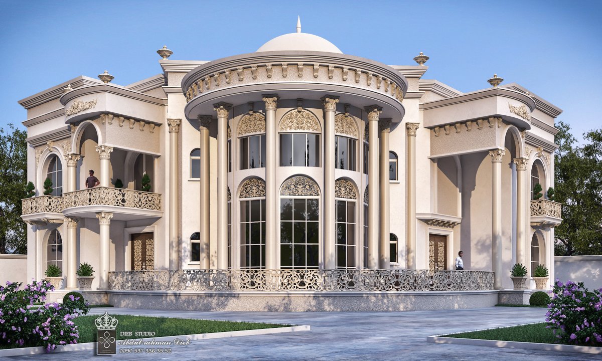 Фасад с крыльцом в классическом стиле