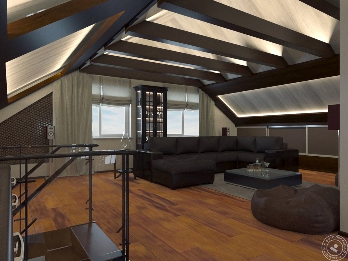 Отделка мансарды фанерой