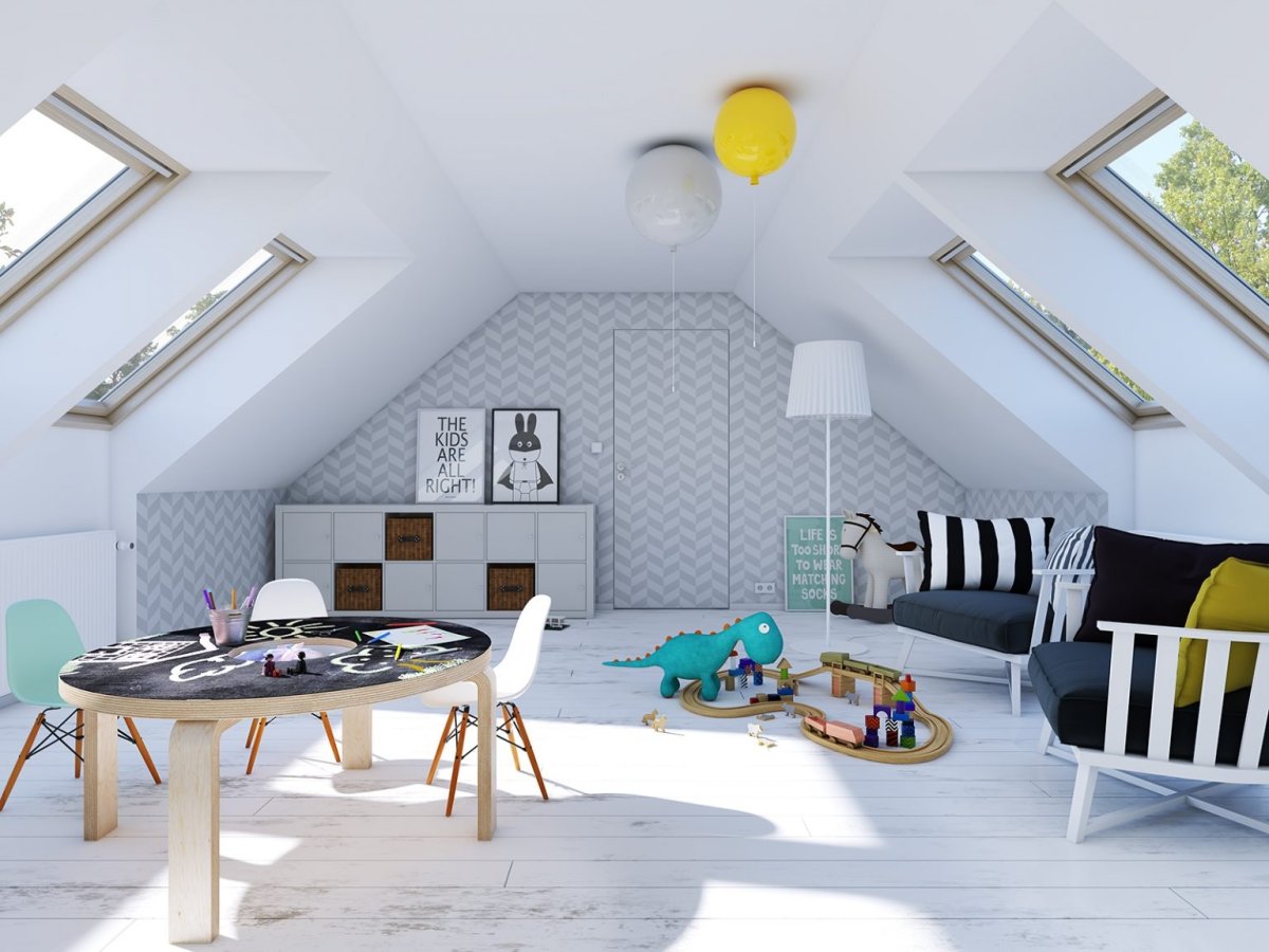 Интерьер деревянной мансарды