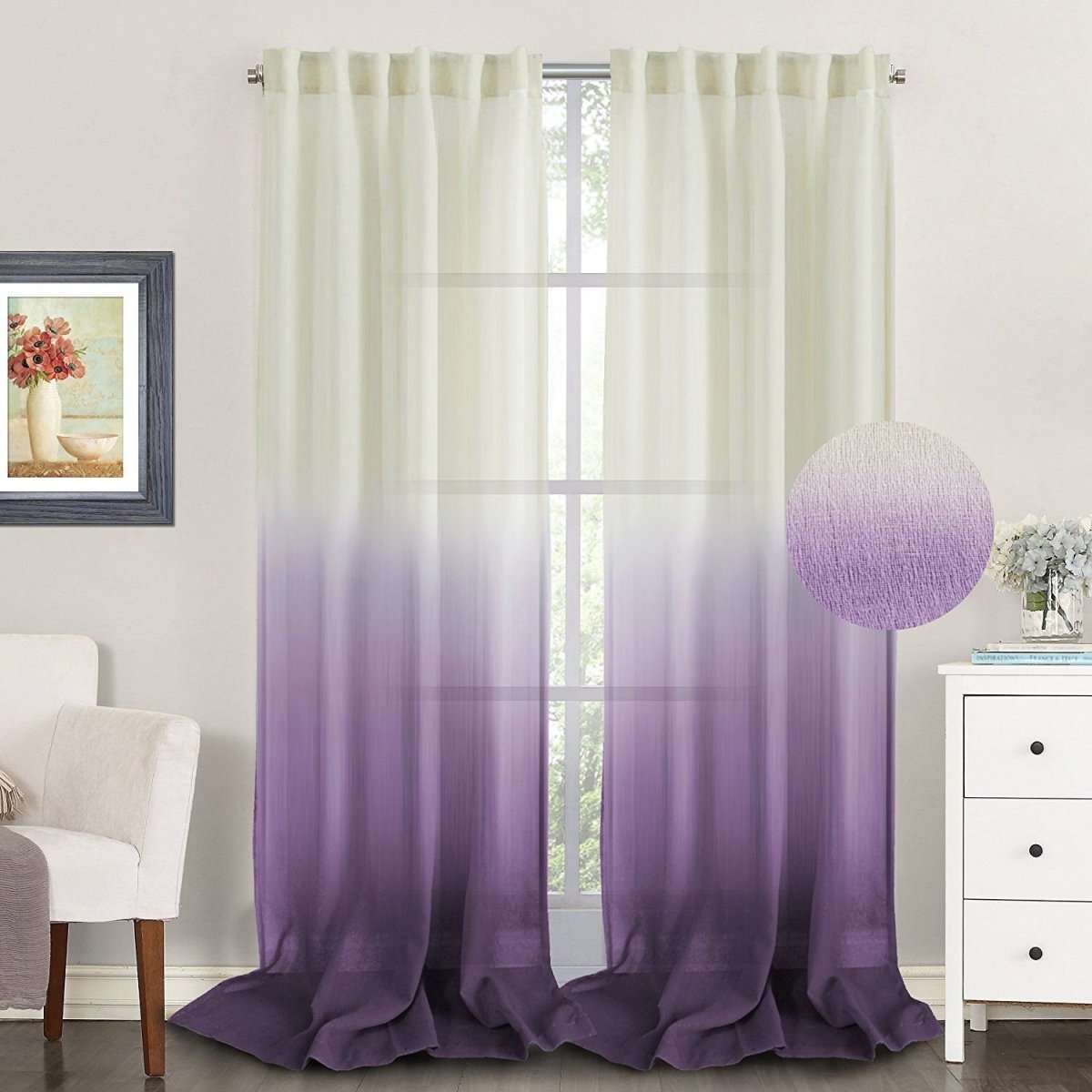 Шторы омбре фиолетовые