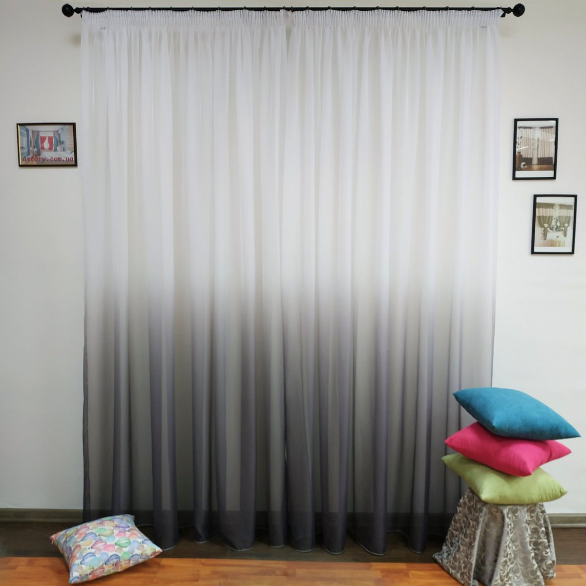 Шторы омбре серые