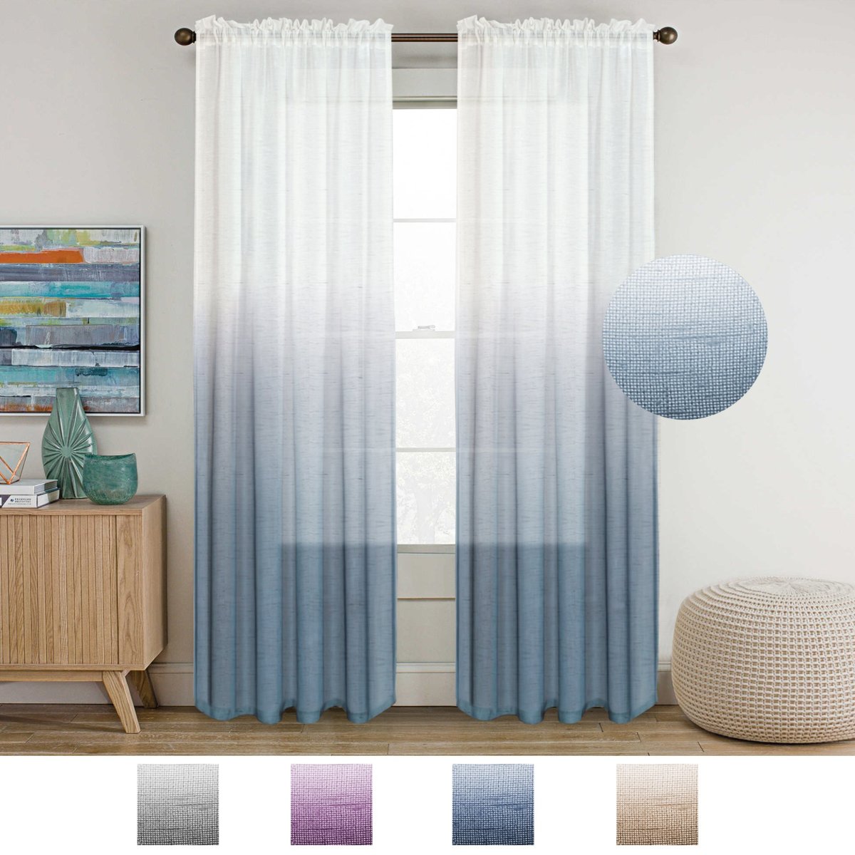 Тюль омбре серая