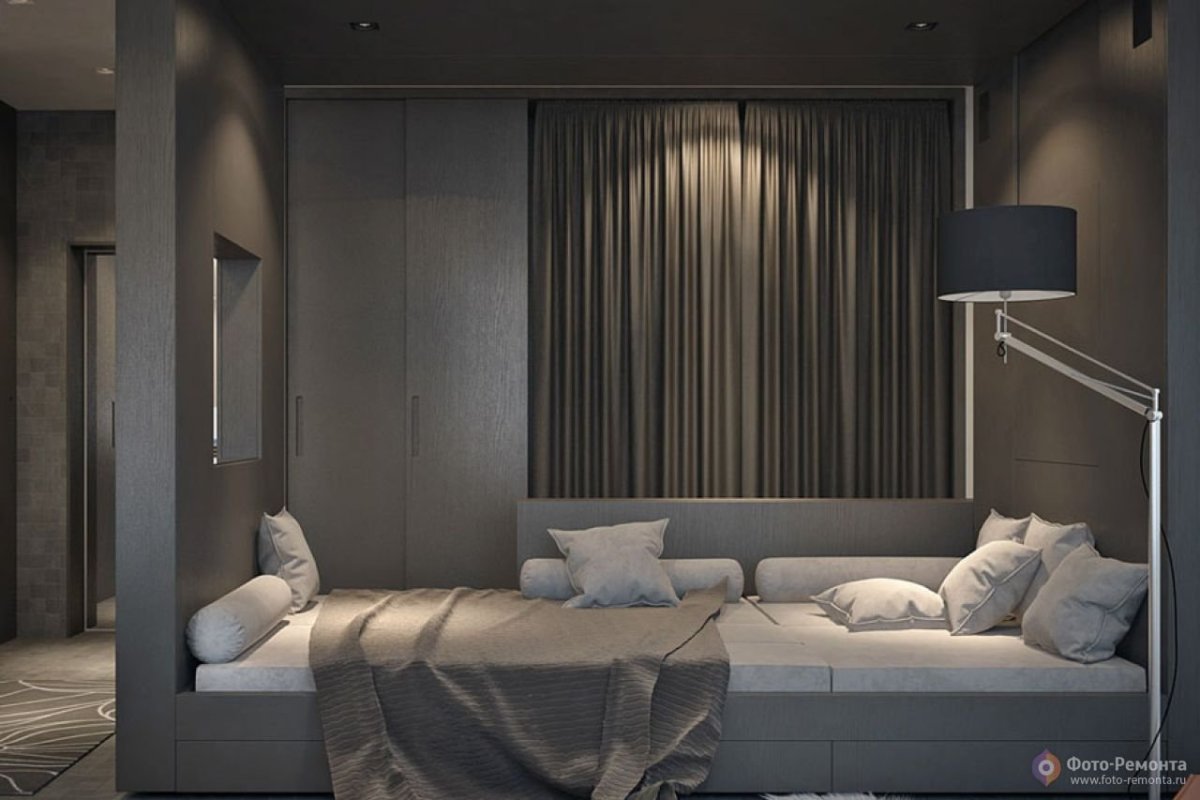 Однокомнатная спальня в минималистическом стиле