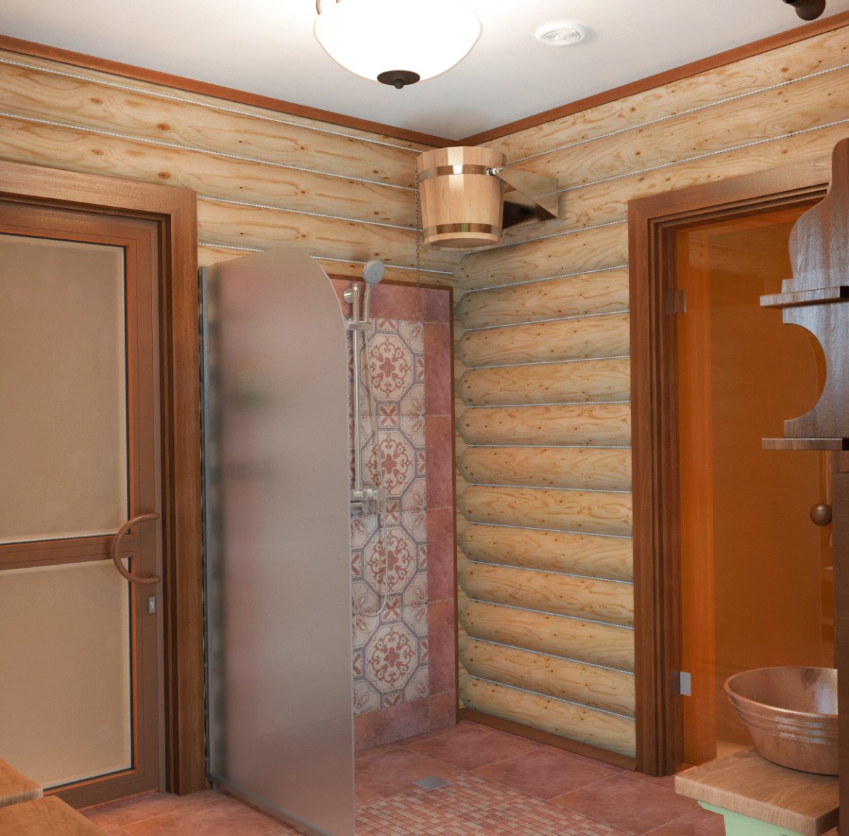 Отделка помывочной в деревянной бане