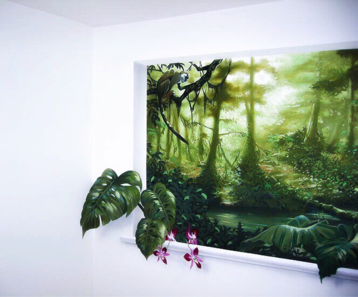 Роспись на стене в доме джунгли