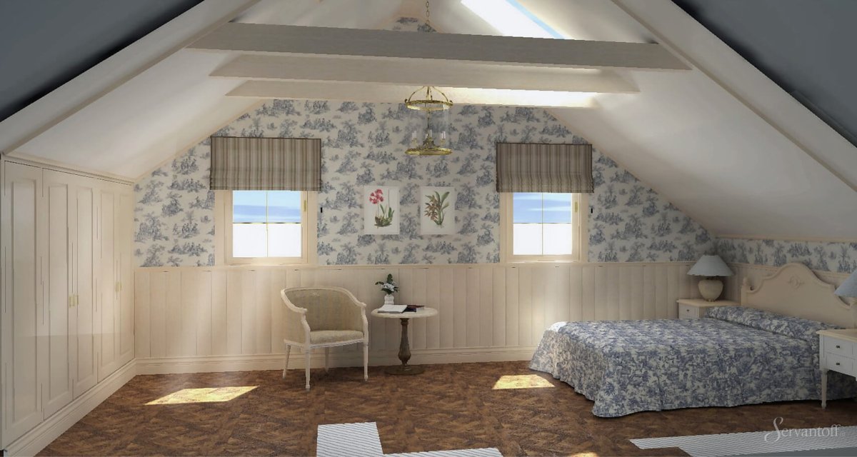 Вагонка в доме мансарде