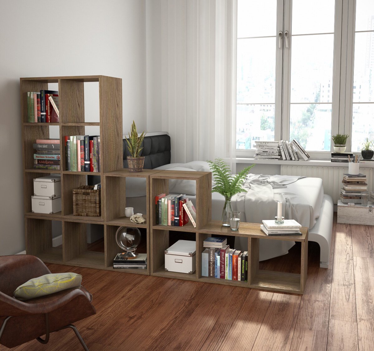 Стеллаж в интерьере