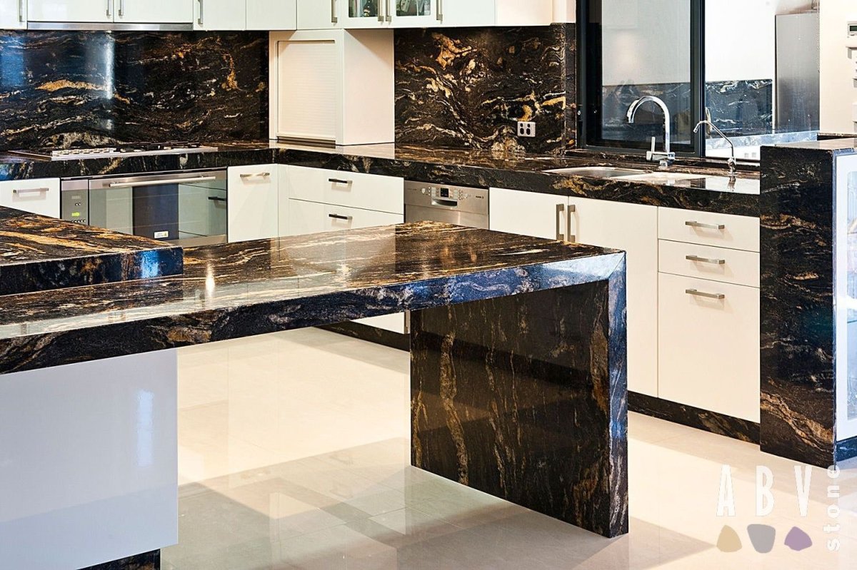 Столешница 1u мрамор Бергамо тёмный