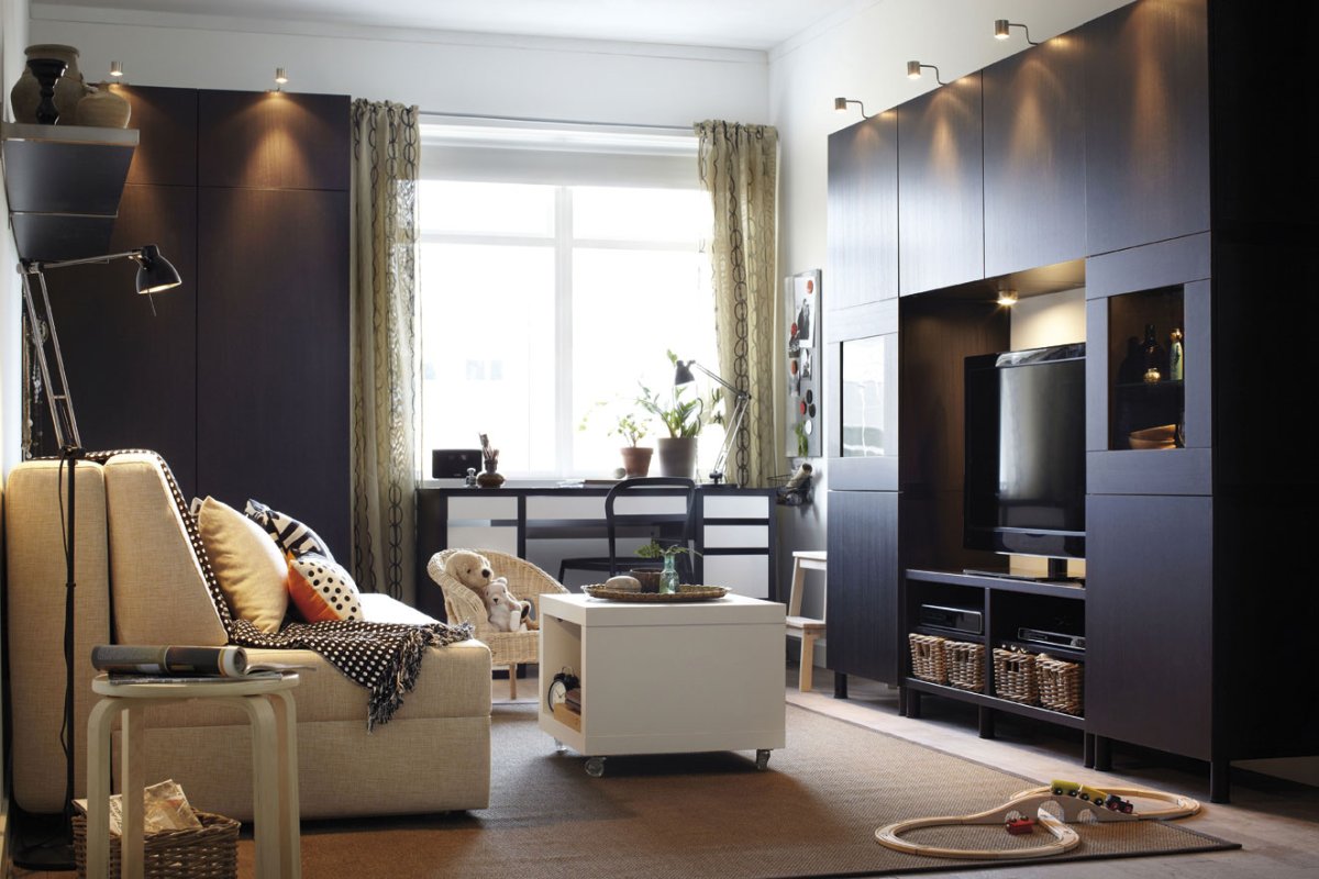 Стенка в гостиную в скандинавском стиле